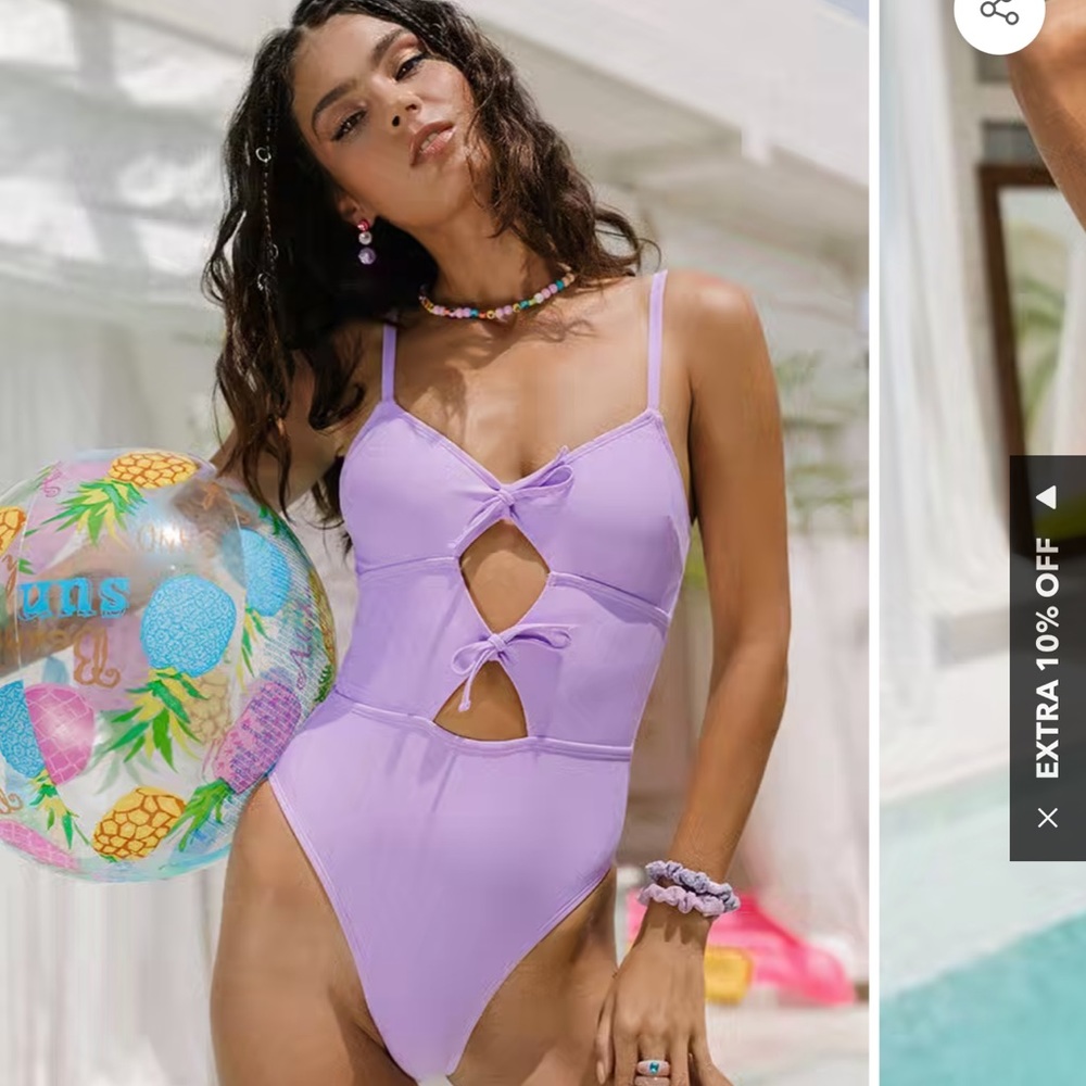 CUPSHE Lilac One Piece Cheeky Swimsuit Sz M